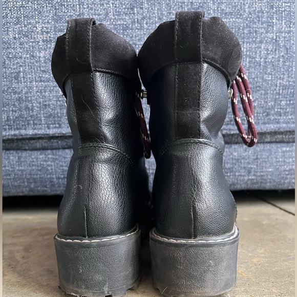 H&M Black Pleather Combat  Lace-Up Boots - Picture 3 of 6